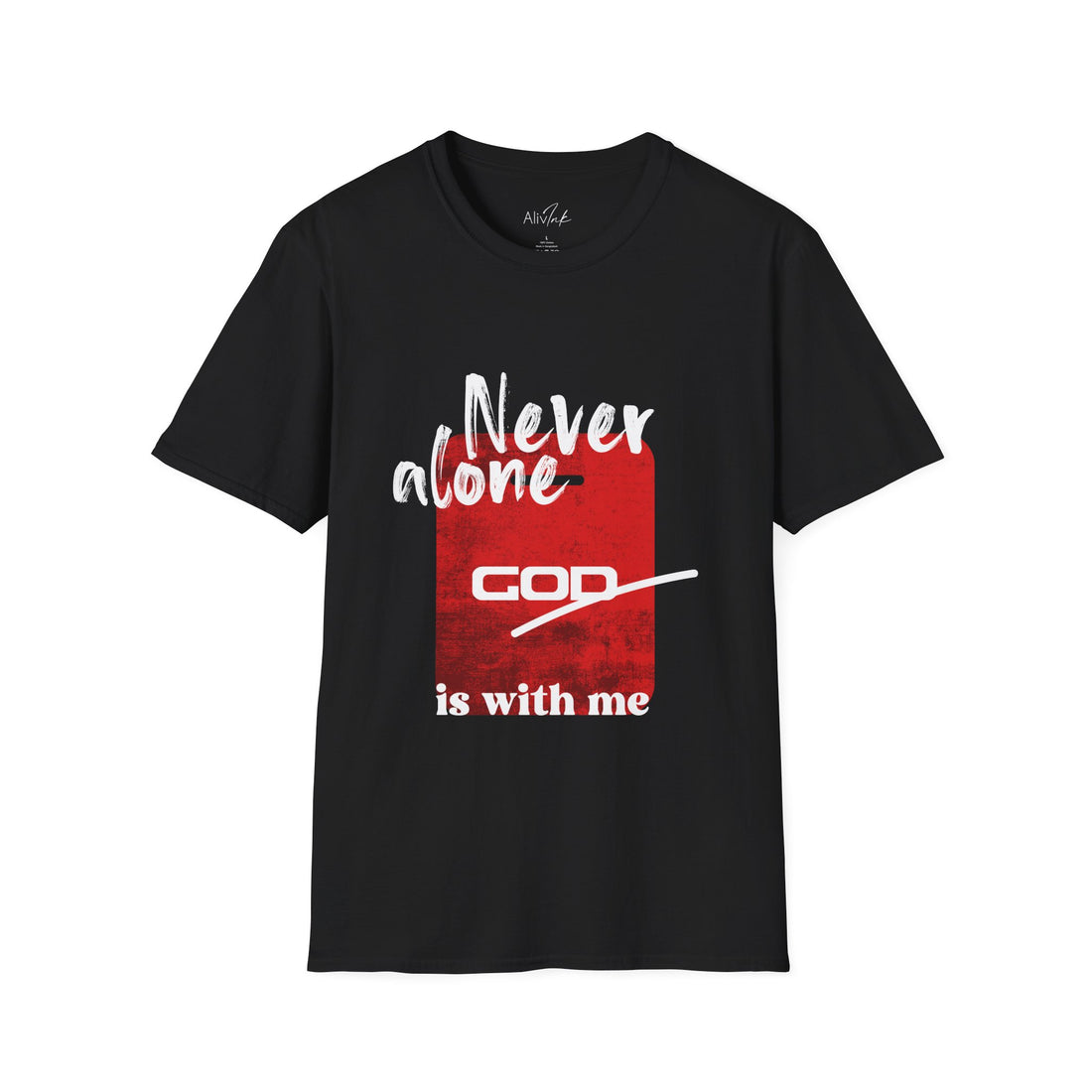 Never Alone, God Is With Me | Inspired By Genesis 28:15 | Christian T-shirt For Women | Unisex Softstyle T-Shirt - Faith-Based Inspirational Tee