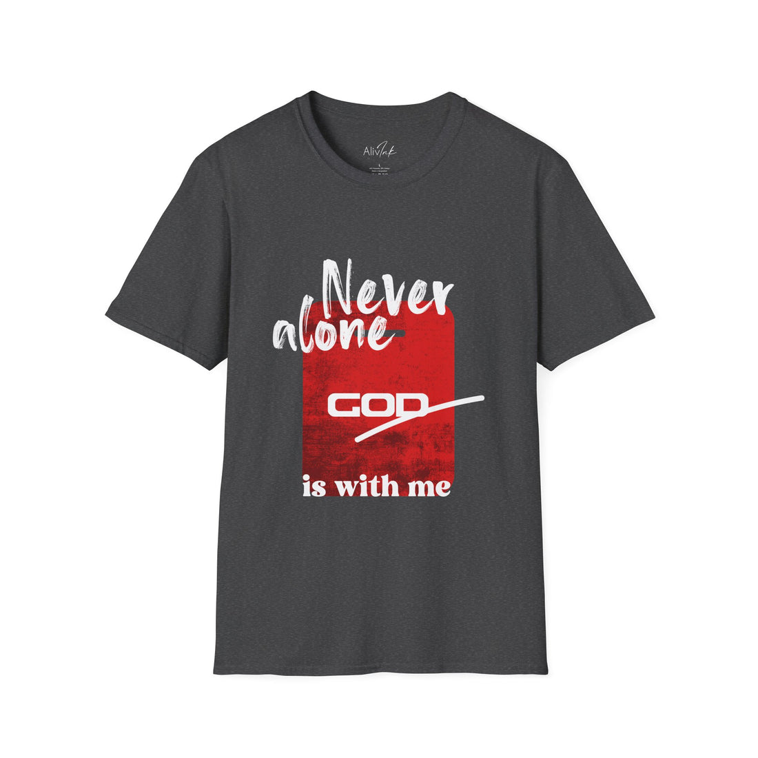 Never Alone, God Is With Me | Inspired By Genesis 28:15 | Christian T-shirt For Women | Unisex Softstyle T-Shirt - Faith-Based Inspirational Tee