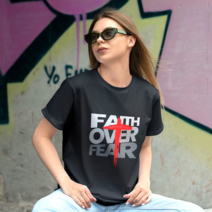 Faith Over Fear | Inspired By Revelation : 17 : 14 | Christian T-shirt For Women | Inspirational Graphic Tee