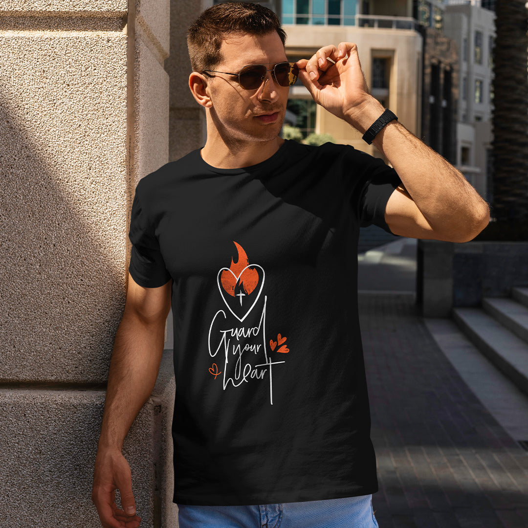 Guard Your Heart | Inspired By Proverbs 4 : 23 | Christian T-shirt For Men