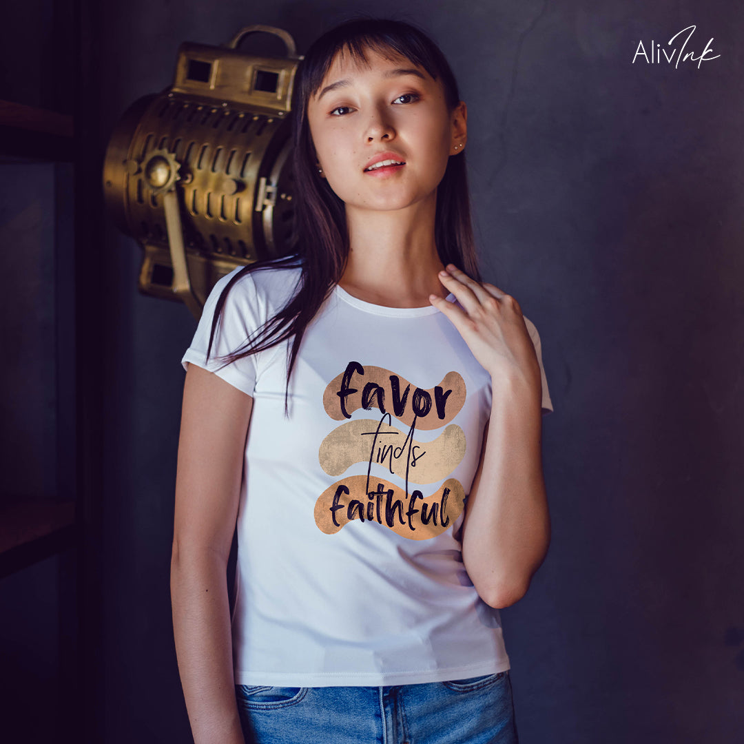 Favor Finds Faithful | Inspired By Genesis 6:8 | Christian T-shirt For Women - Inspirational Quote Tee